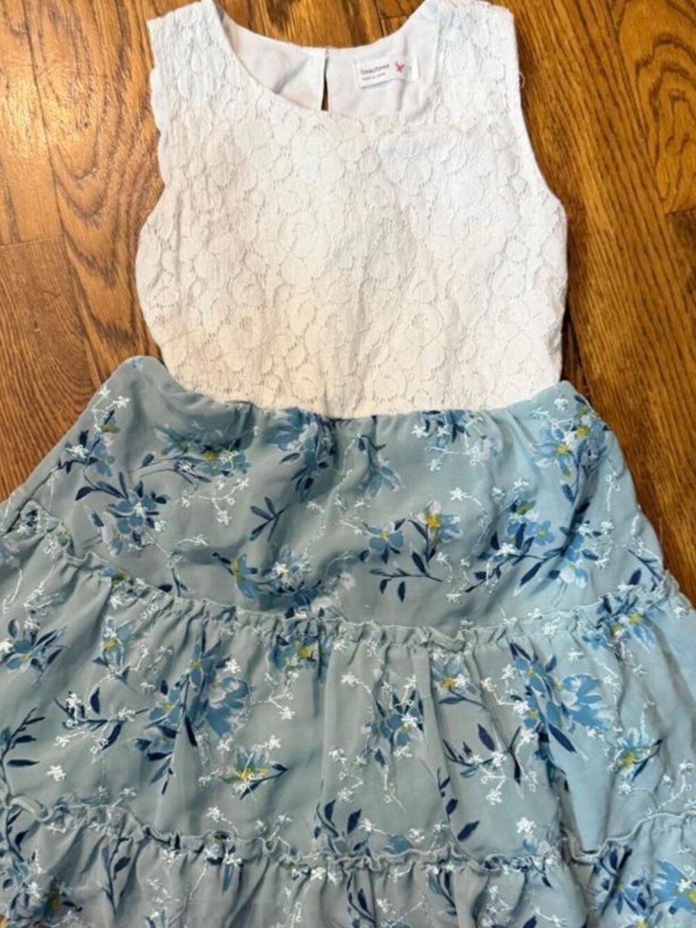 Beautees white and blue floral dress with ruffles #floral #feminine